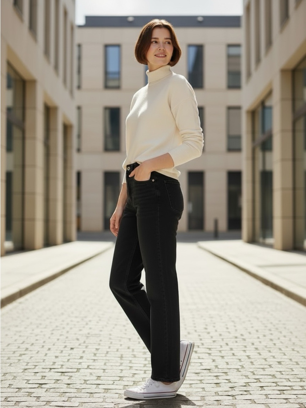 Zara High-Rise Straight Leg Jeans in Black Size 2 - Picture 9 of 10
